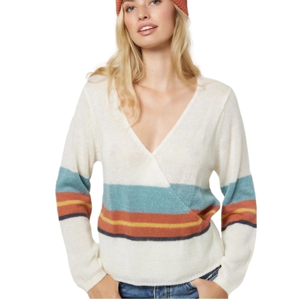 NEW O’Neill Wrap It Up Stripe Knit Lightweight Sweater Slouchy Fit Size S NWT